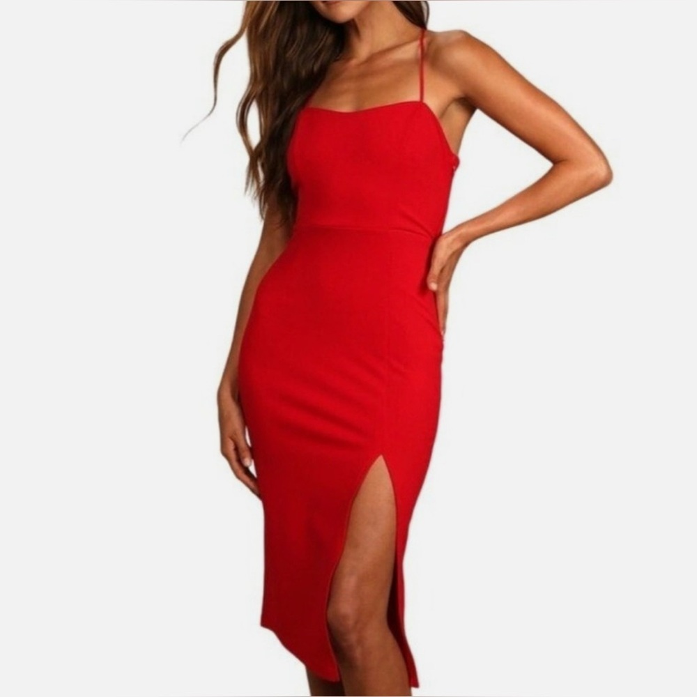 Lulu's Red Racerback Cutout Midi Dress
